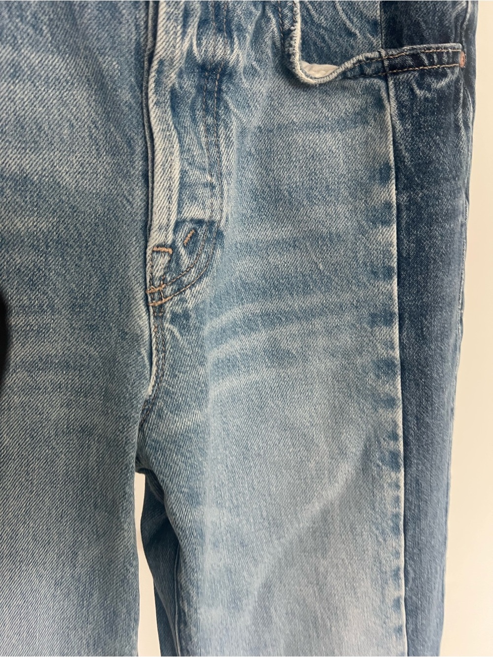 MOTHER Two-Tone Blue High-Rise Wide-Leg Jeans - Picture 4 of 7